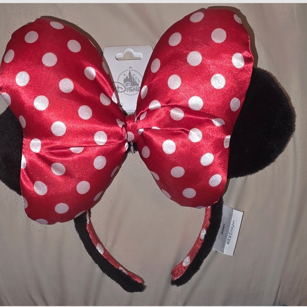 Minnie Mouse Disney Red and White Polka Dot Bow Ears